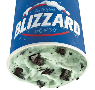 Dairy Queen's St. Patrick's Day 2020 Blizzard includes chunks of Oreo and minty soft serve.