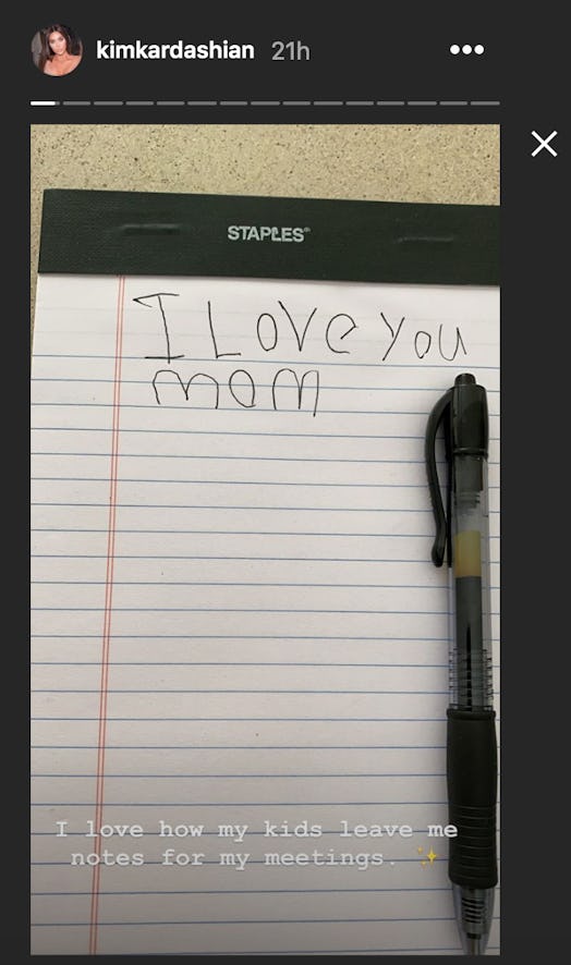 Kim Kardashian said in an Instagram post that she loves when her kids leave her notes.