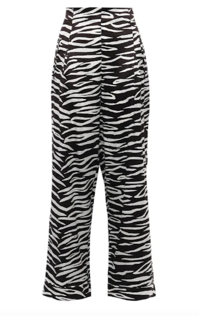 Blakely zebra-print stretch-silk wide-leg pants