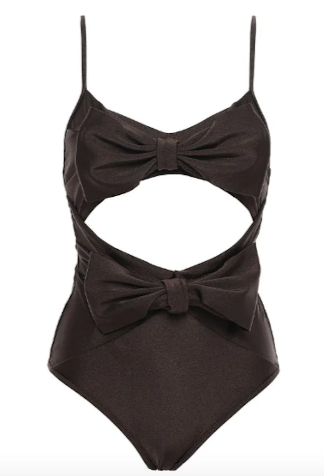 Cutout bow-embellished swimsuit