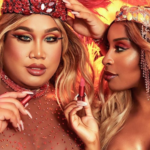 Jackie Aina and Patrick Starrr for UOMA Beauty's Black Magic Carnival Collection.