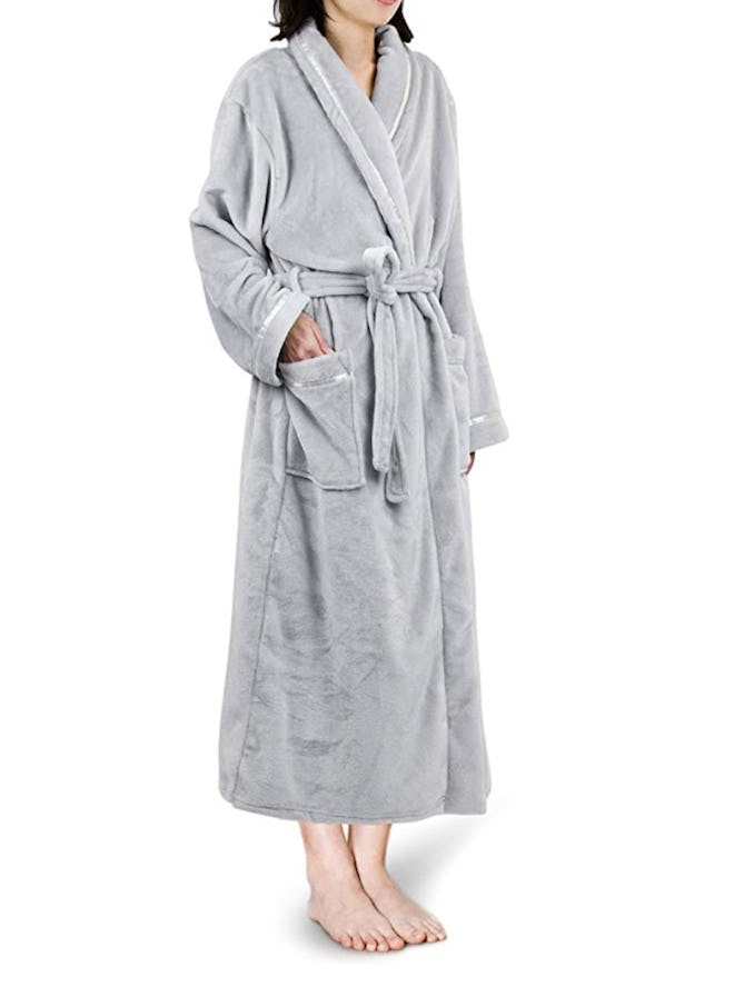 PAVILIA Fleece Robe with Satin Trim