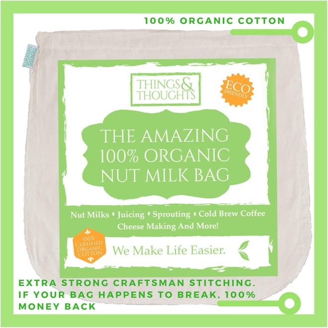 Things & Thoughts The Amazing 100% Organic Nut Milk Bag (12 inch by 12 inch)