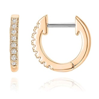 PAVOI 14K Rose Gold Plated Post Cubic Zirconia Cuff Earring 