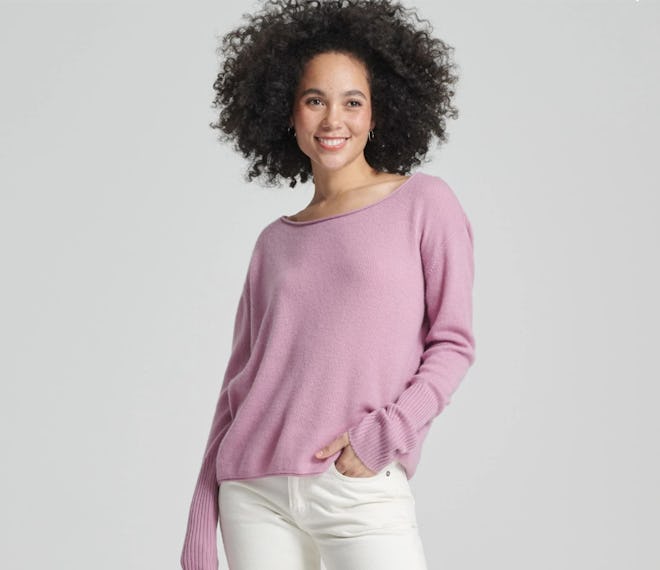 Cashmere Boatneck Sweater Purple Orchid