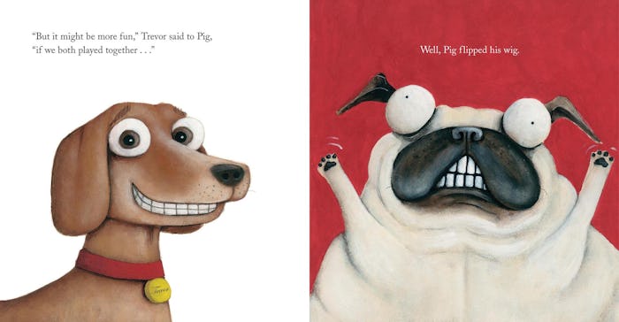 illustrations from the picture book "pig the pug"