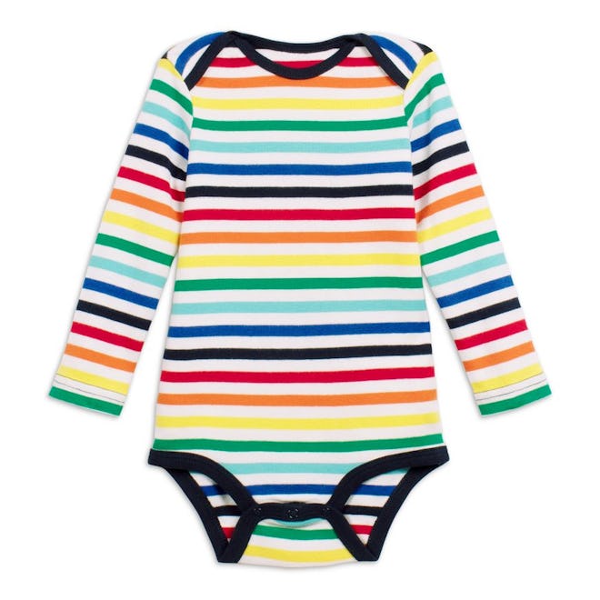 Long sleeve rainbow stripe babysuit