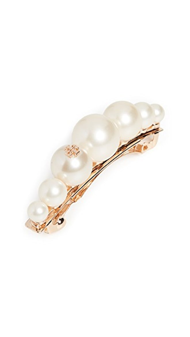 Logo Glass Pearl Hair Clip  