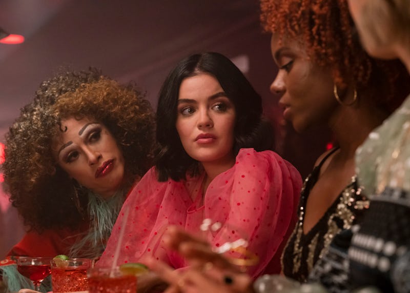 Jonny Beauchamp as Ginger, Lucy Hale as Katy Keene and Ashleigh Murray as Josie McCoy in Katy Keene