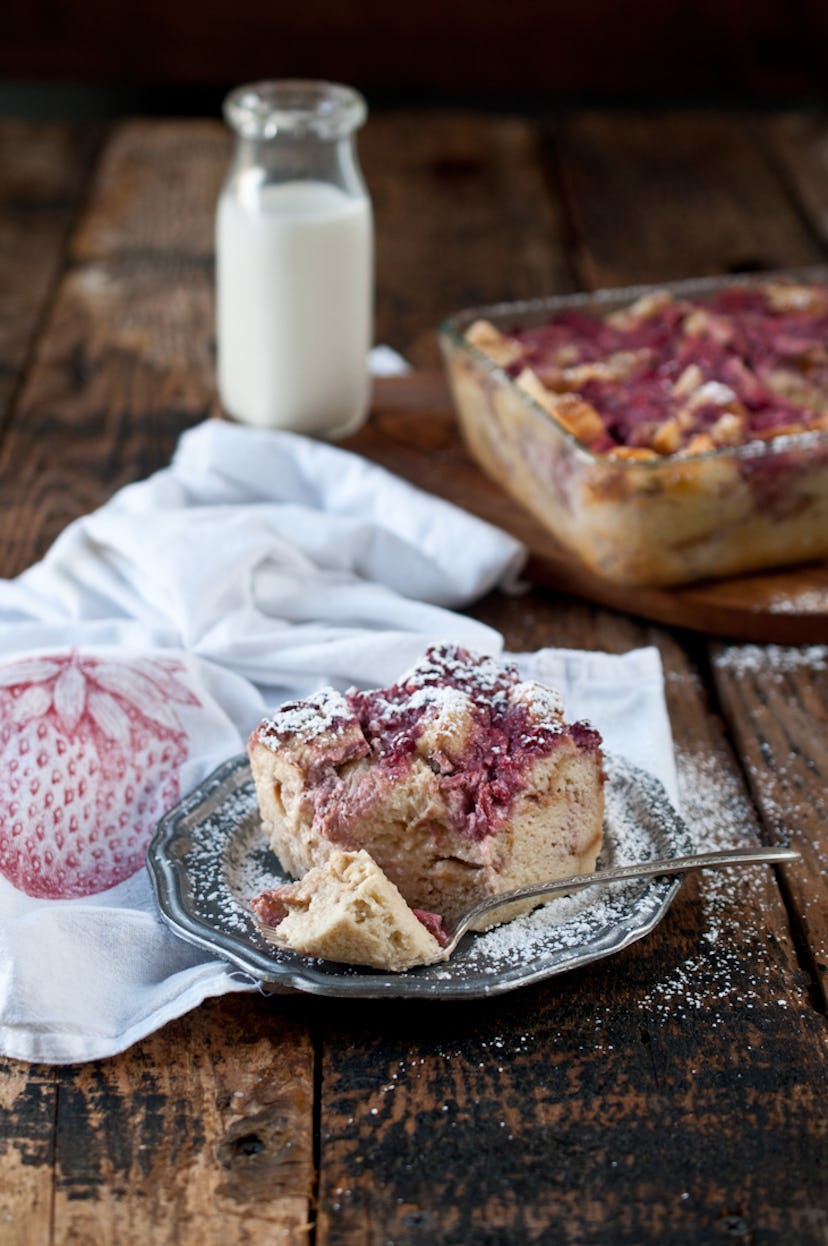 Another easy make-ahead recipe is bread pudding, and this one includes strawberries and cream for a ...