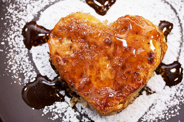 French toast in the shape of a heart is an easy way to get a Valentine's Day breakfast on the table.