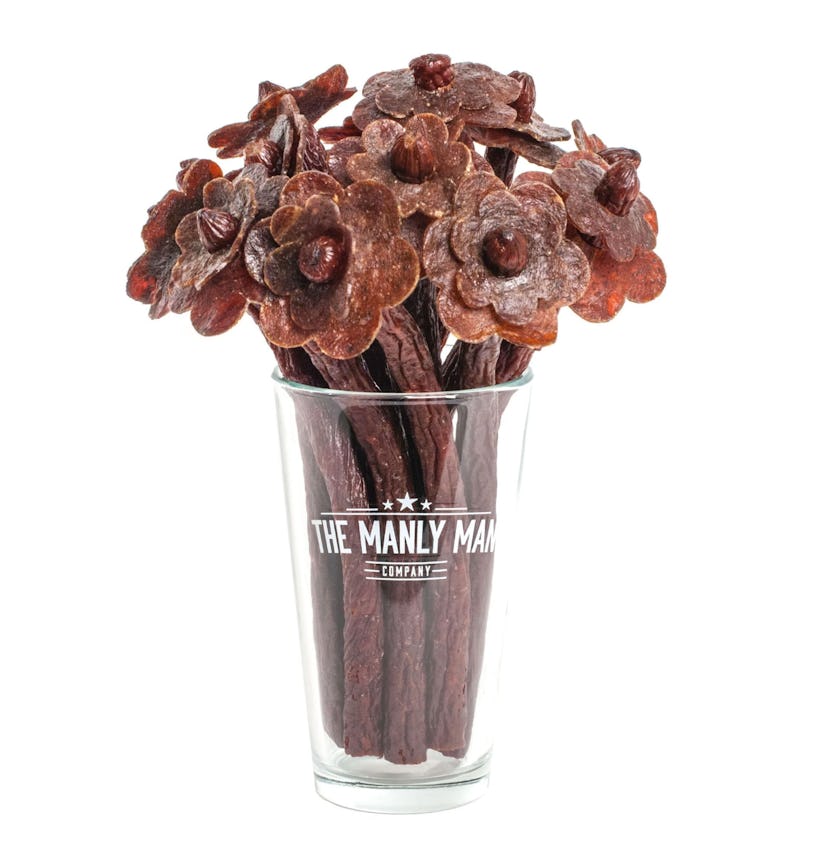 Manly Man Company offers bouquets of beef jerky for Valentine's Day.