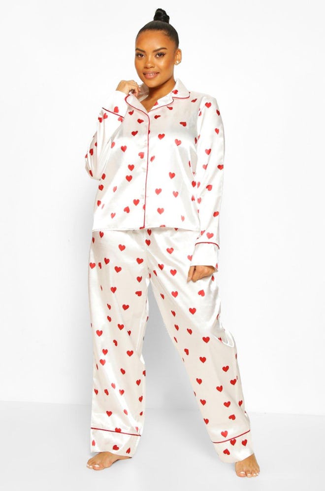 Plus Heart Print Pyjamas