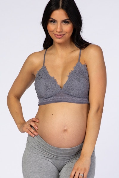 Grey Lace Maternity Bralette