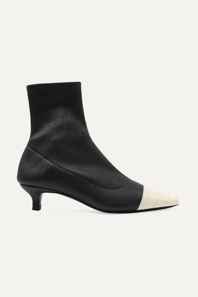 Karl Two-Tone Stretch And Croc-Effect Leather Sock Boots