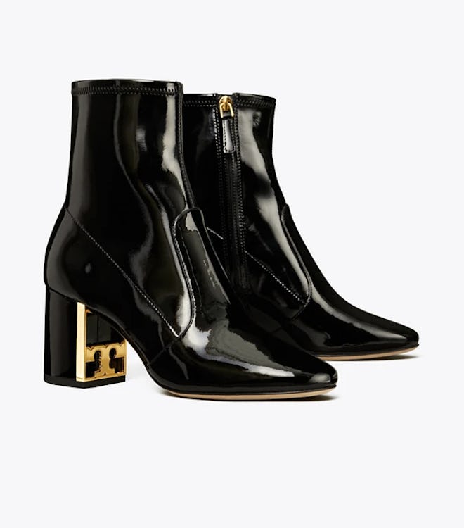 Gigi Stretch Patent Leather Bootie 