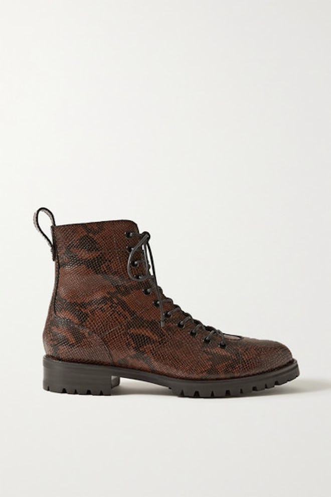 Cruz Snake-Effect Leather Ankle Boots