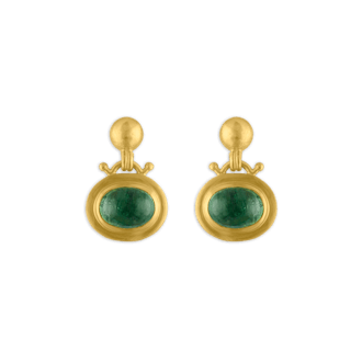 Green Tourmaline Large Bell Earrings