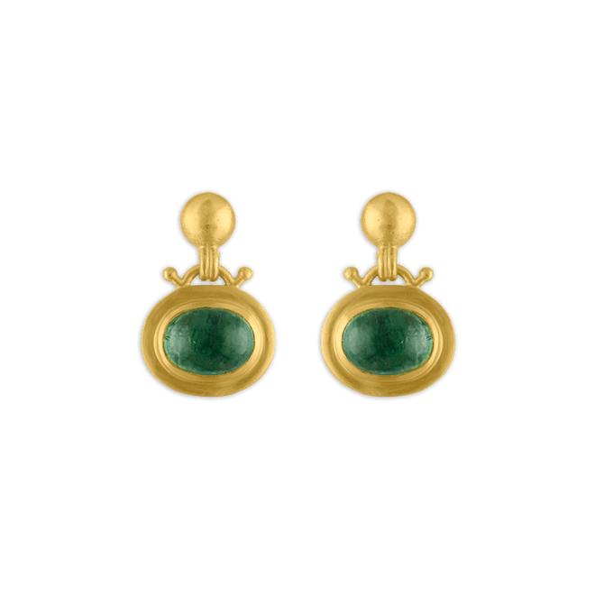 Green Tourmaline Large Bell Earrings