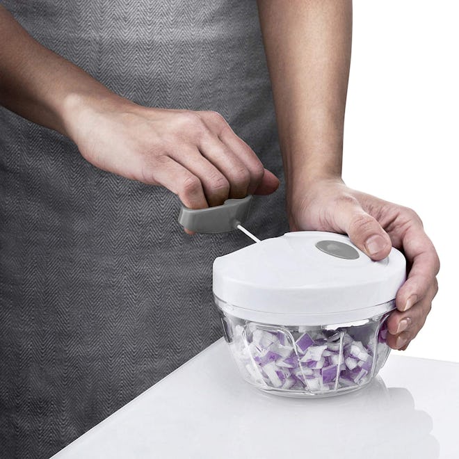 Gourmia Mini Slicer Pull String Manual Food Processor With Bowl 