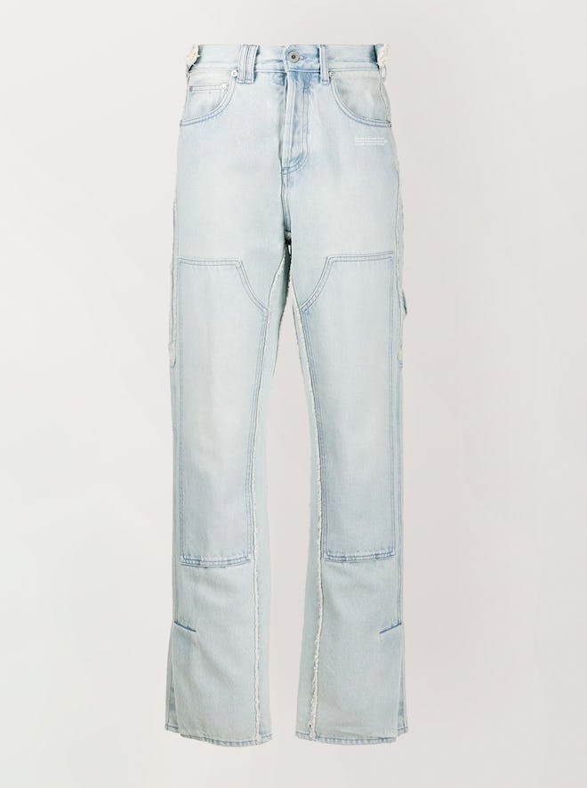 Patch Detail Straight Jeans