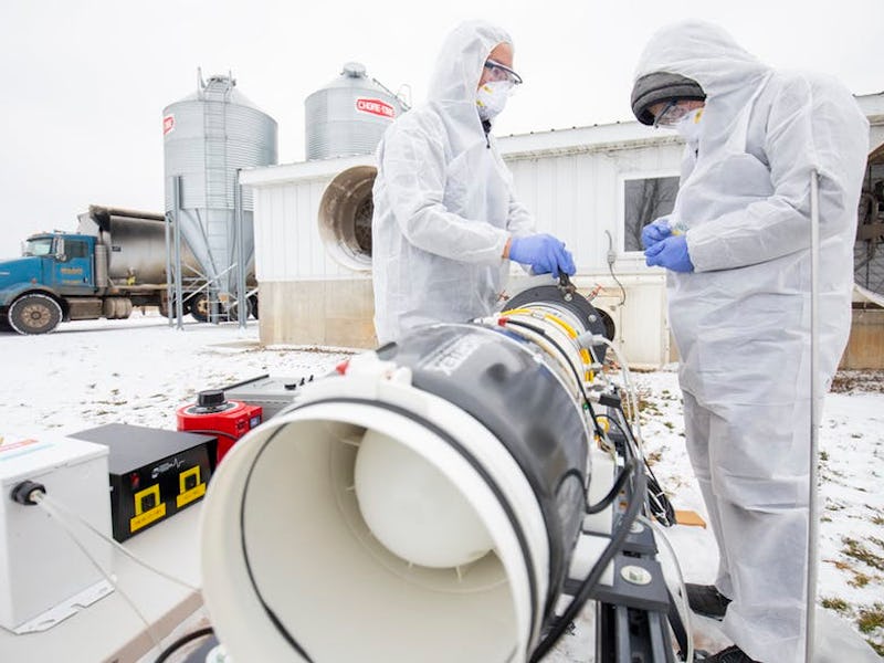 Researchers Tian Xia and Zijie Lin test a plasma prototype for preventing airborne transmission of p...