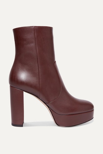 Leather platform ankle boots