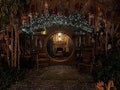 A 'Lord Of The Rings' Airbnb in Fairfield, Virginia is illuminated at night with twinkly lights and ...