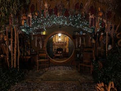 A 'Lord Of The Rings' Airbnb in Fairfield, Virginia is illuminated at night with twinkly lights and ...