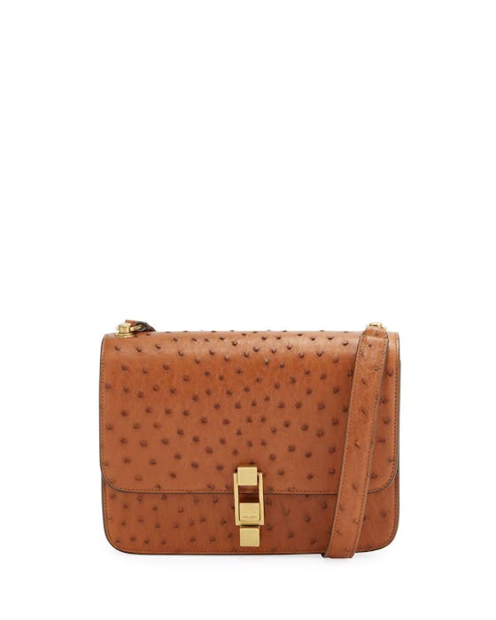 Carre Medium Ostrich Crossbody Bag