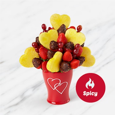 Edible Arrangements’ Love On Fire Box includes ghost pepper flakes.