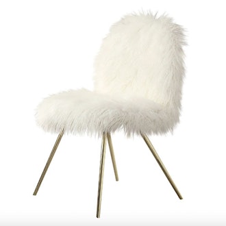 White Faux Fur Accent Chair