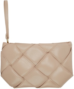 Ssense Exclusive Beige Maxi Weave Quilted Pouch