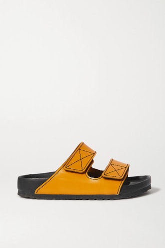 Arizona topstitched glossed-leather sandals
