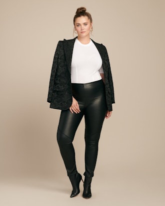 Zero Cropped Leather Leggings with Zipper