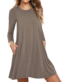 Unbranded Women's Long Sleeve Loose T-Shirt Dress