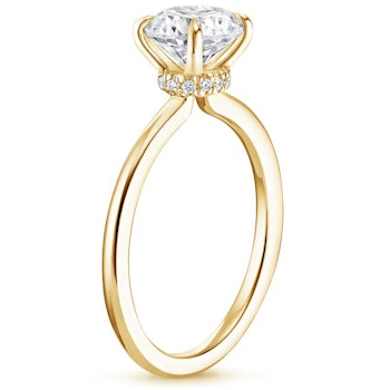 18K Yellow Gold Secret Halo Diamond Ring