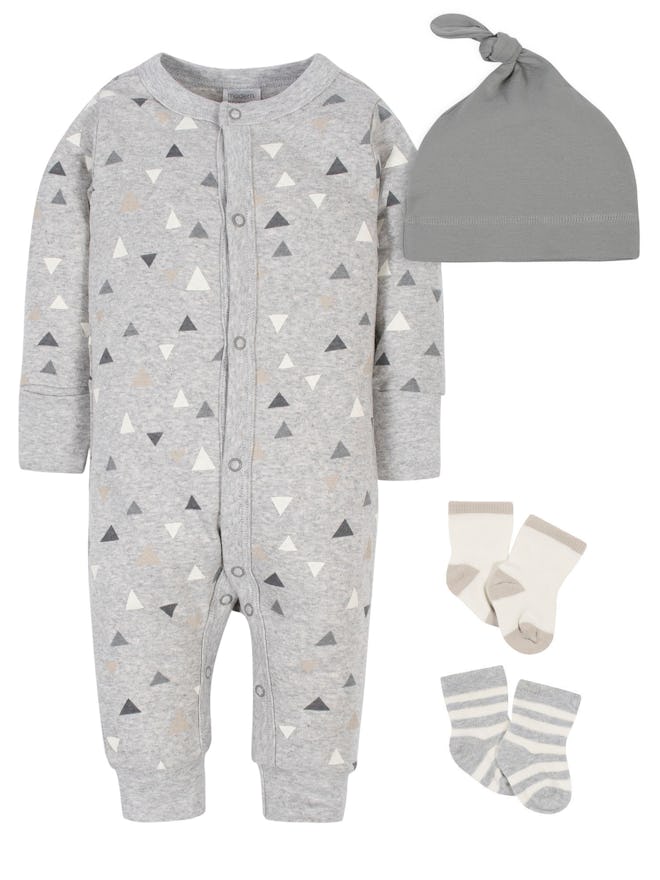 Modern Moments by Gerber Baby Boy Coverall, Cap, and Socks Set, 4pc