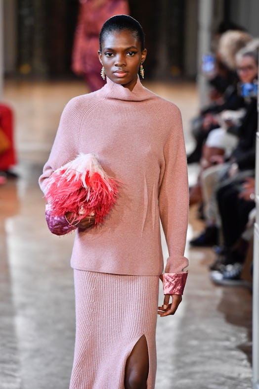 Altuzarra fall 2020 pink feather handbag.