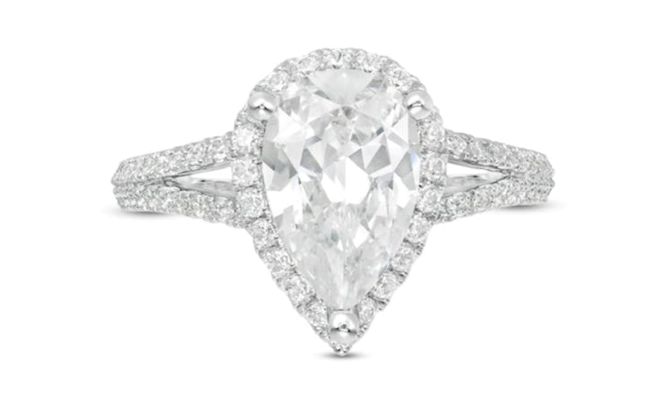 Vera Wang Love Collection 2-1/2 CT. T.W. Certified Pear-Shaped Diamond Frame Engagement Ring in 14K ...