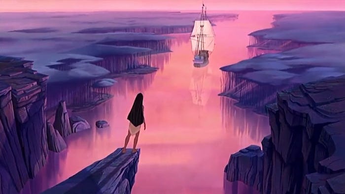 The moment Pocahontas decides to stay with her tribe instead of going with John Smith is a huge girl...