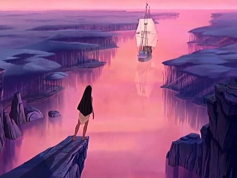 The moment Pocahontas decides to stay with her tribe instead of going with John Smith is a huge girl...