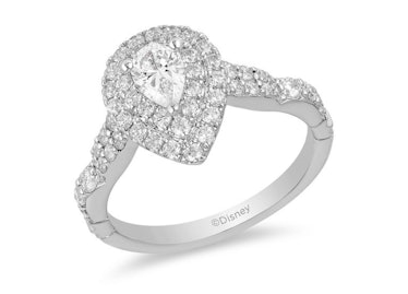 Enchanted Disney Ariel 1 CT. T.W. Pear-Shaped Diamond Double Frame Shell Engagement Ring