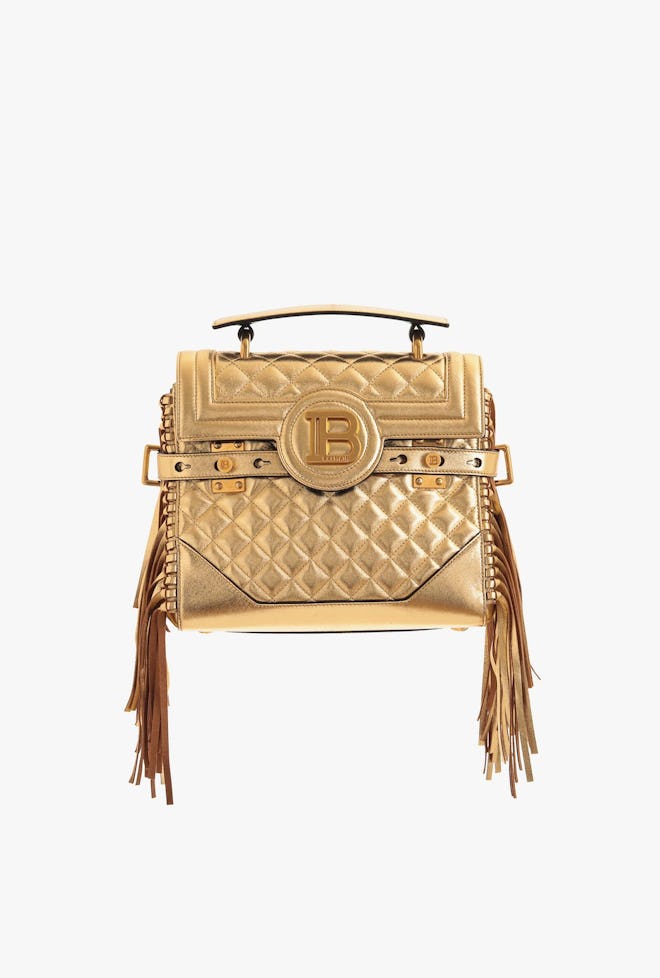 Golden Quilted Leather B-Buzz 23 Bag With Fringe