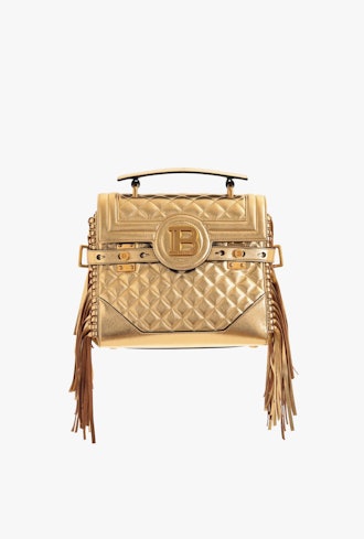 Golden Quilted Leather B-Buzz 23 Bag With Fringe