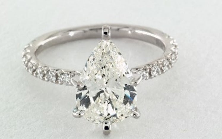 2.68 CARAT PEAR SHAPED PAVE ENGAGEMENT RING IN 14K WHITE GOLD