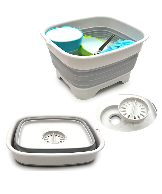 SAMMART Collapsible Dishpan with Draining Plug