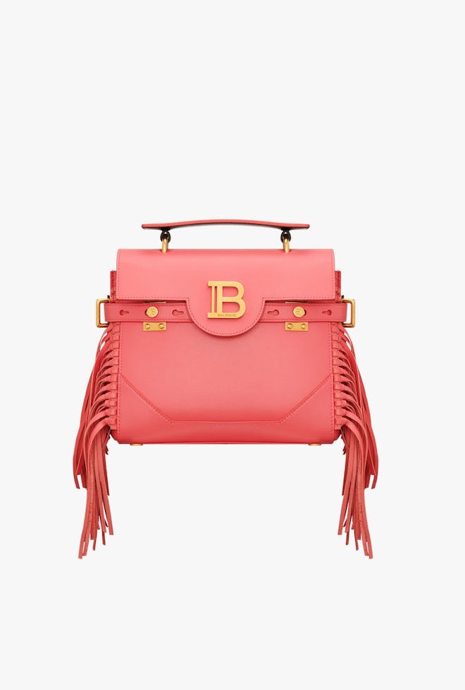 Dark Pink Smooth Leather B-Buzz 23 Bag With Fringe