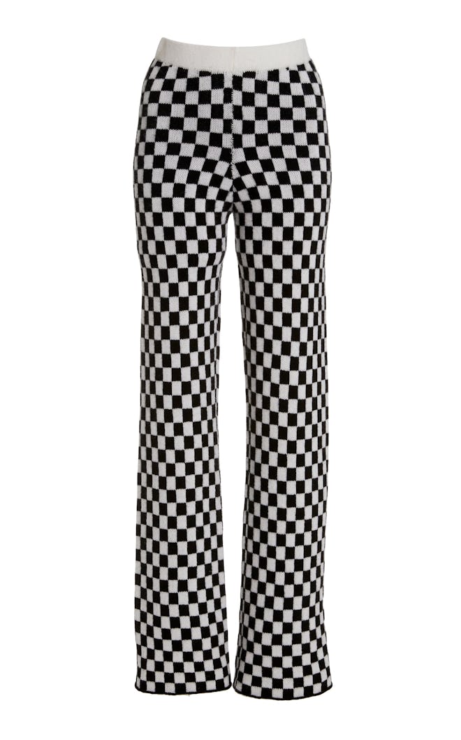 Checker Flared Cashmere Pants