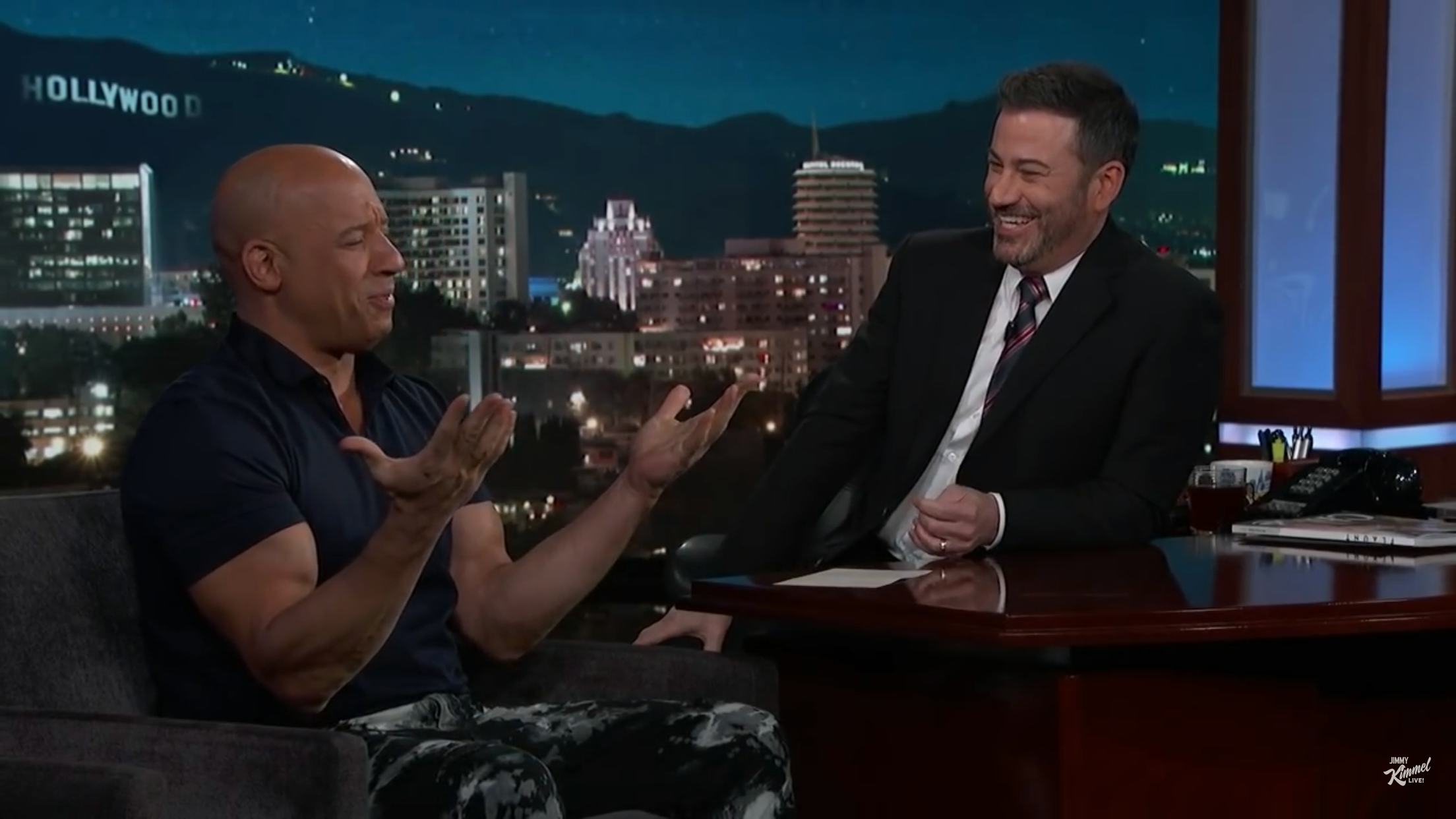 Vin Diesel appears on Jimmy Kimmel Live.